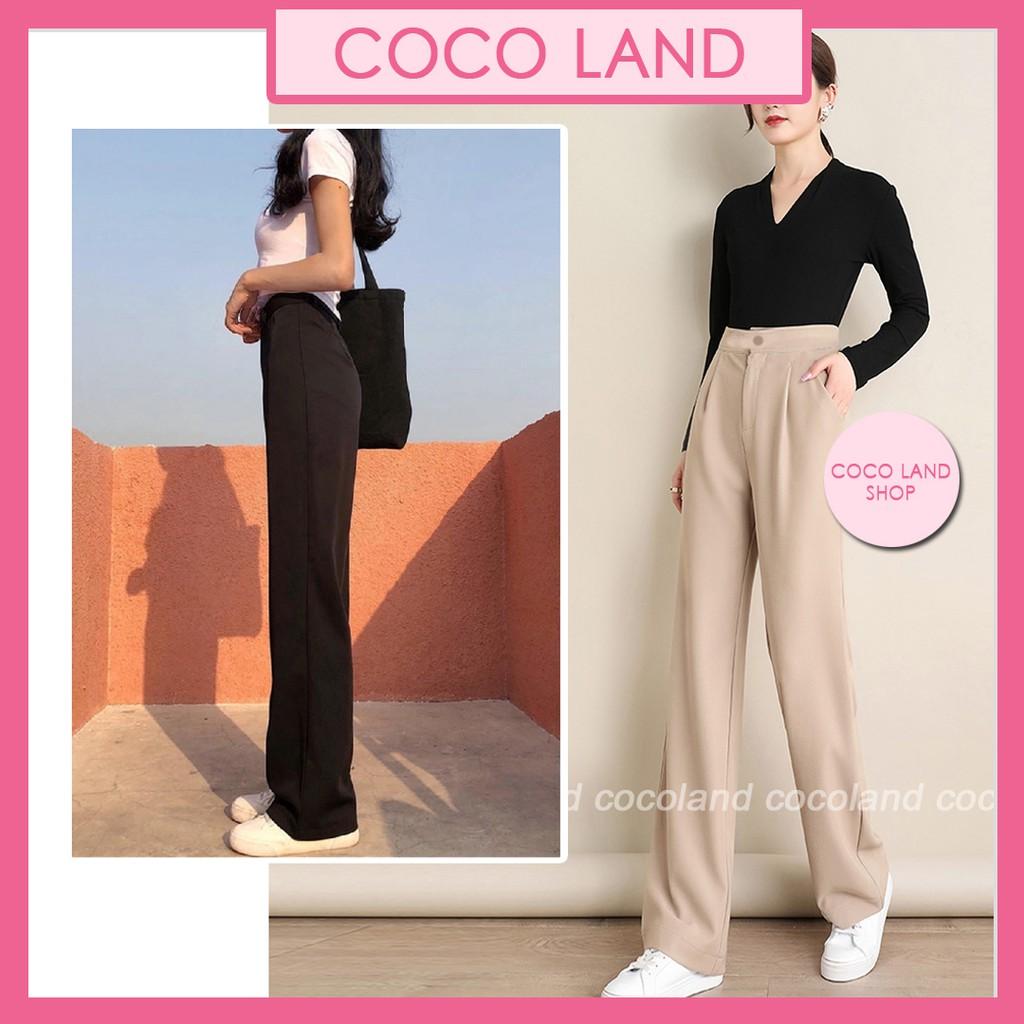 Quần culottes rộng cạp cao khoá trước 1 khuy- Quần ống rộng lưng cao khóa sườn dáng dài vải tuyết mưa vitex nhiều màu