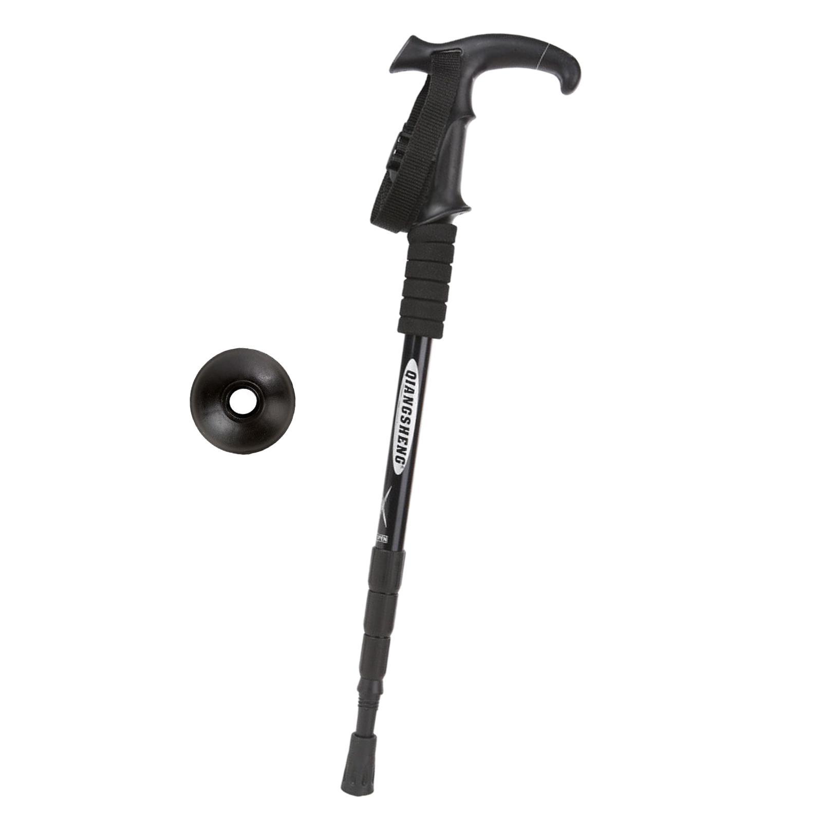 Aluminum Telescopic Elderly Walking Cane Anti Rust Anti Slip Rubber Handle Black