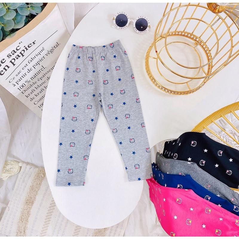 Quần cotton dài, Quần legging cho bé gái đẹp Chất liệu cotton in hình kitty từ