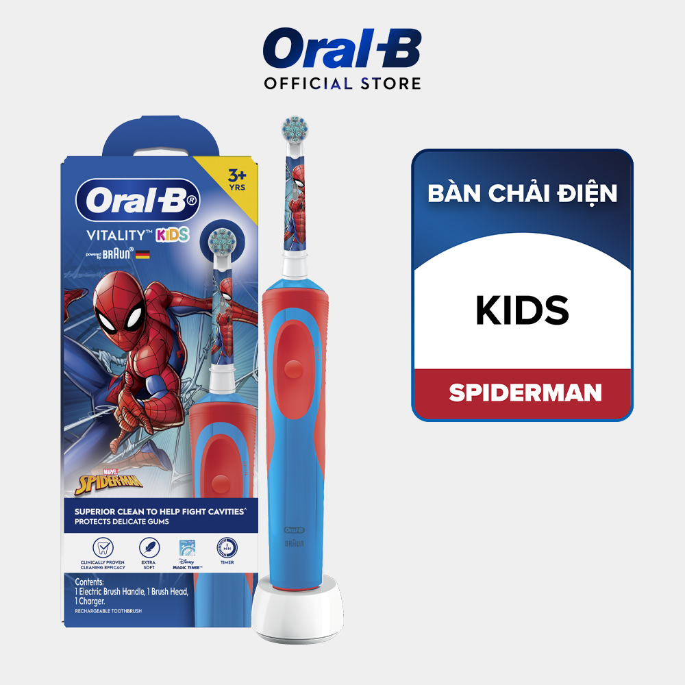 Bàn chải đánh răng điện trẻ em Oral-B Vitality D12 Spiderman