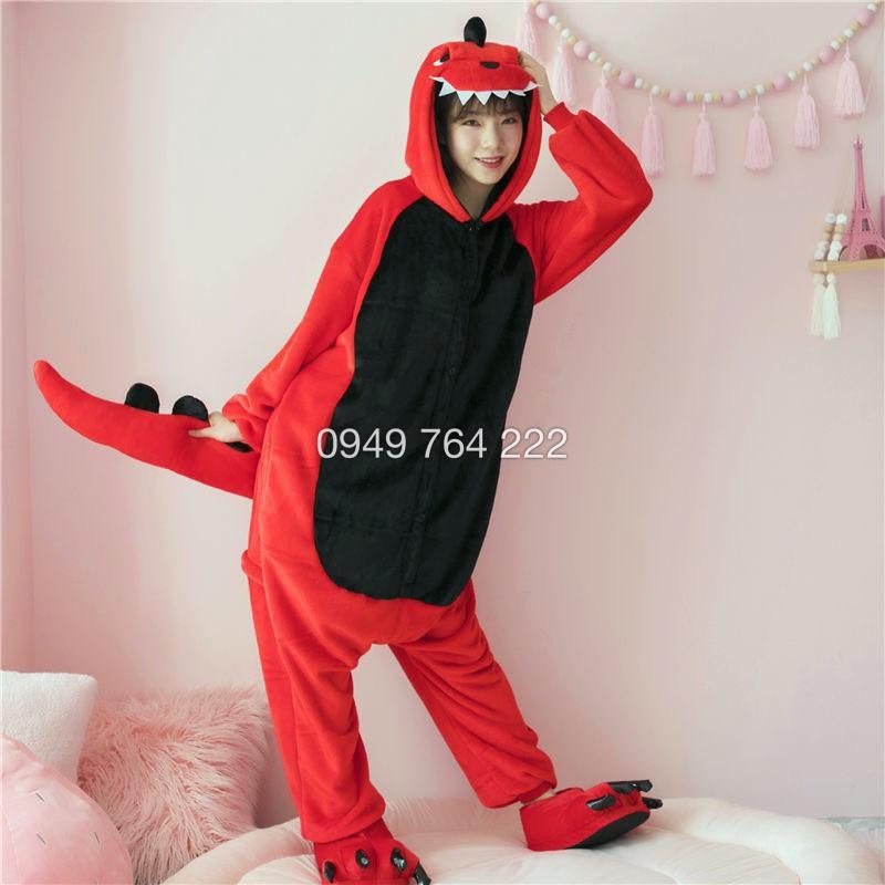 Bộ Đồ Thú Khủng Long Xanh - Hồng - Đỏ - Tím Đủ Size