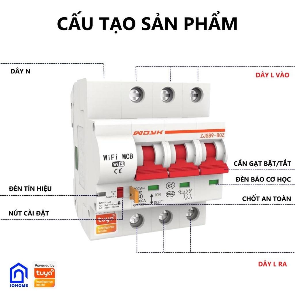 Aptomat MCB thông minh Wifi/ Zigbee điều khiển từ xa qua điện thoại, Công suất 80A - 1P, 2P, 3P,4P Điều khiển giọng nói