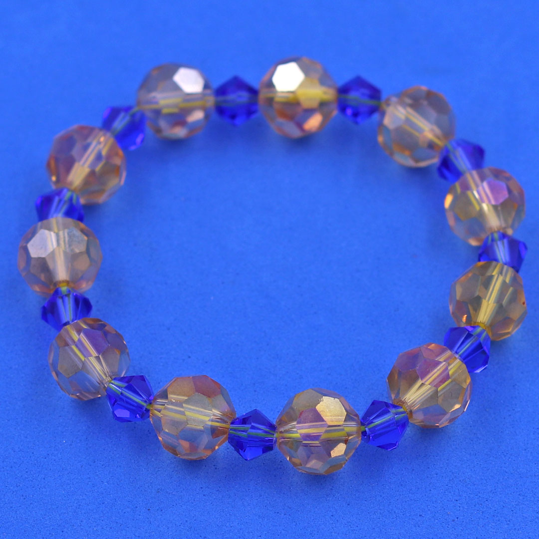 Vòng tay pha lê nâu cắt giác 10 ly pha lê xanh dương giác CTFLNGFLXDG10