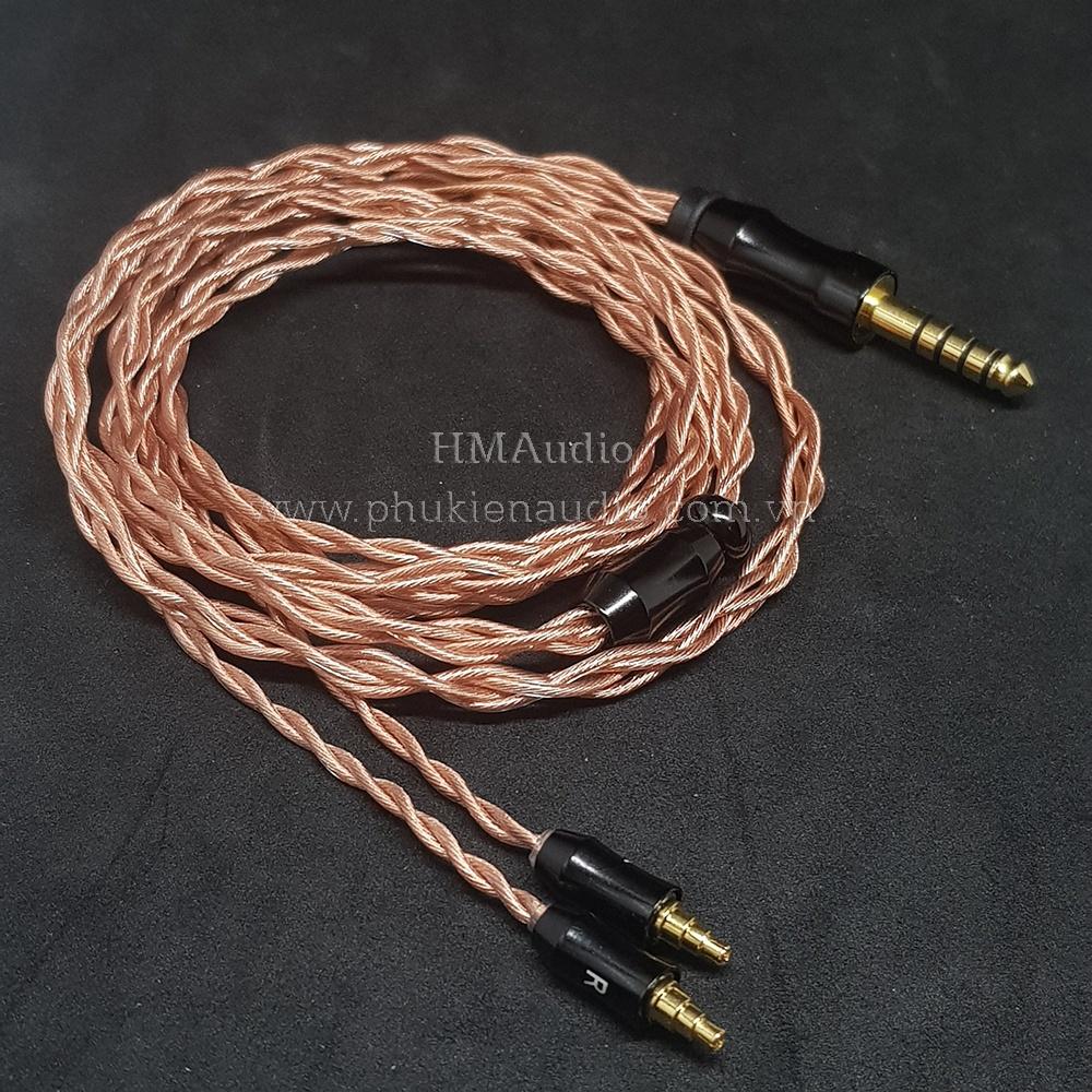 Dây tai nghe đồng OFC đường kính dây đơn 1.2mm tết 4 - Connector IE40 Pro