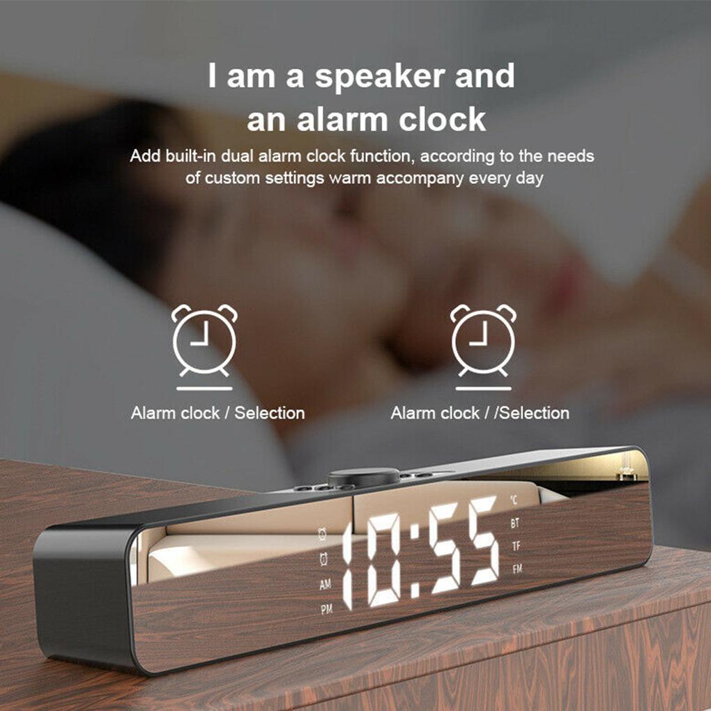 Tivi Sound Bar Âm thanh tiết kiệm năng lượng Đồng hồ báo thức Loa kim loại âm thanh nổi không dây Radio PC Khách sạn Trắng Có màn hình Màu sắc: Trắng