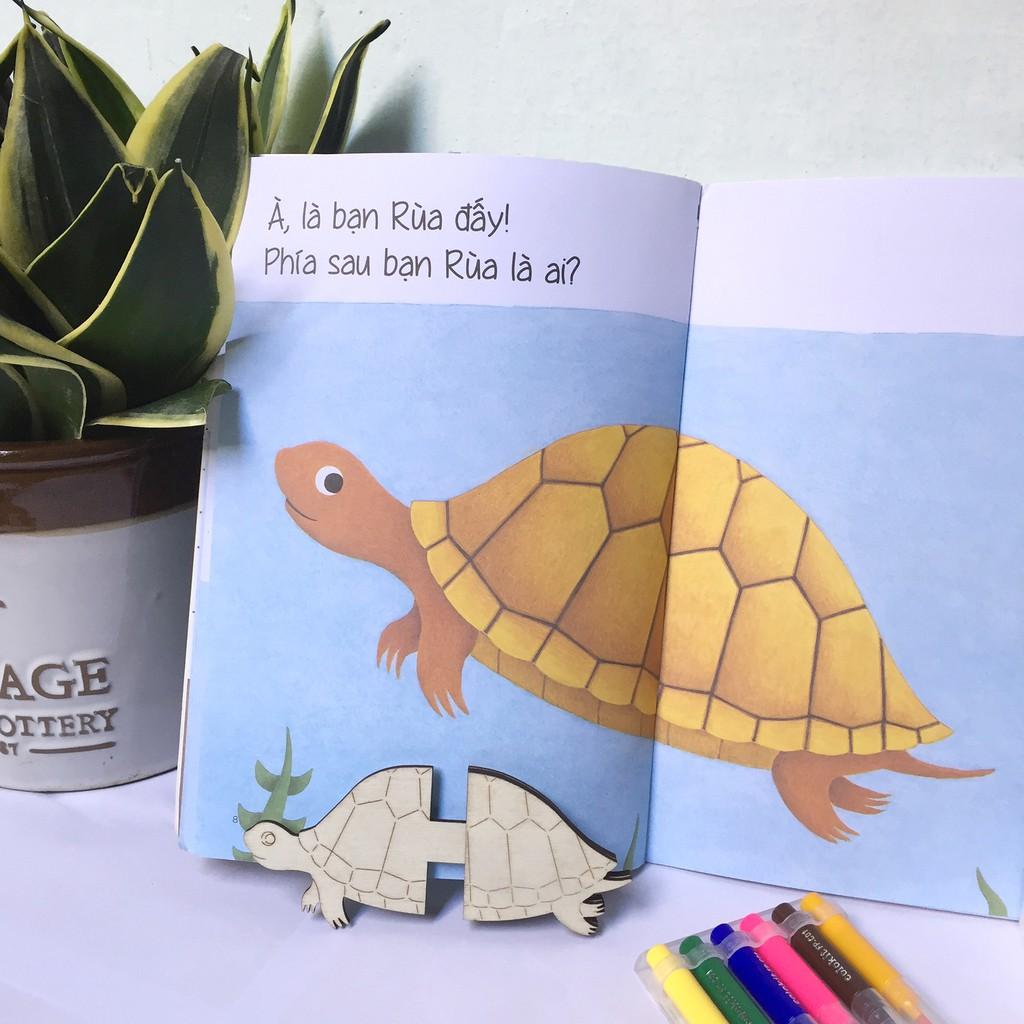 Bộ Tô Màu Gỗ chủ đề động vật kết hợp với trò chơi xếp hình 2 mảnh