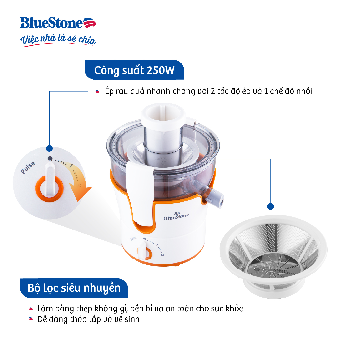 Máy Ép Trái Cây BlueStone JEB-6519 (250W) - Hàng chính hãng