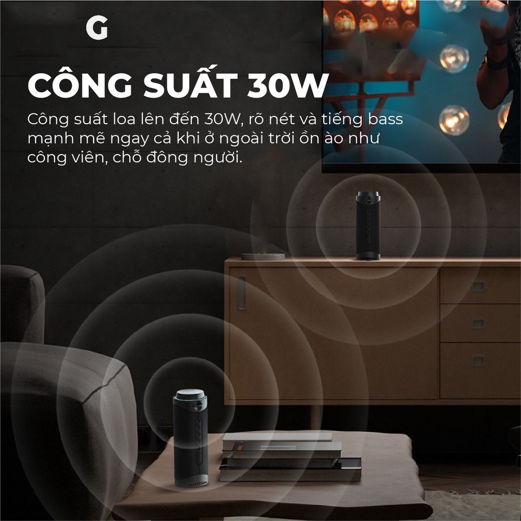 Loa Bluetooth Tronsmart T7 Công suất 30W Chống nước IPX7 Âm thanh siêu trâm 12h Playtime - Hàng chính hãng