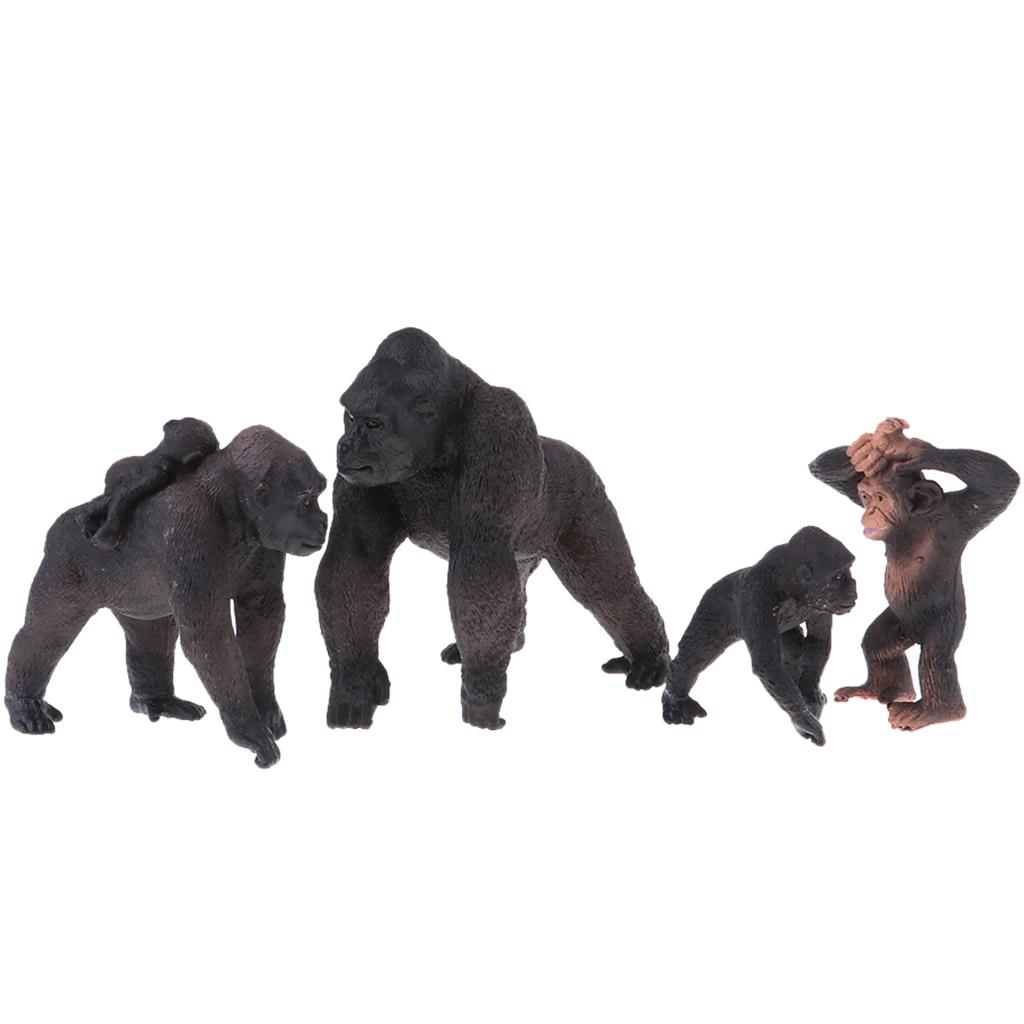 4 Pieces Simulation Gorilla Family Figure Toy Animal Model Set, Home Ornament