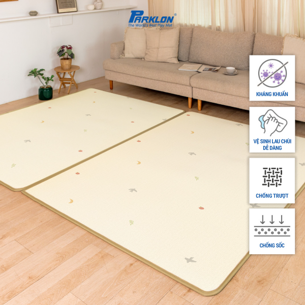 Thảm Em Bé Cao Cấp Parklon PE Họa Tiết Chim Sẻ Chính Hãng Hàn Quốc (200x150x1)cm Chống Bụi Kháng Khuẩn Khử Mùi Chống Ồn Chống Trượt Chống Sốc (PE Prime Play Mat-Leaf Bird)