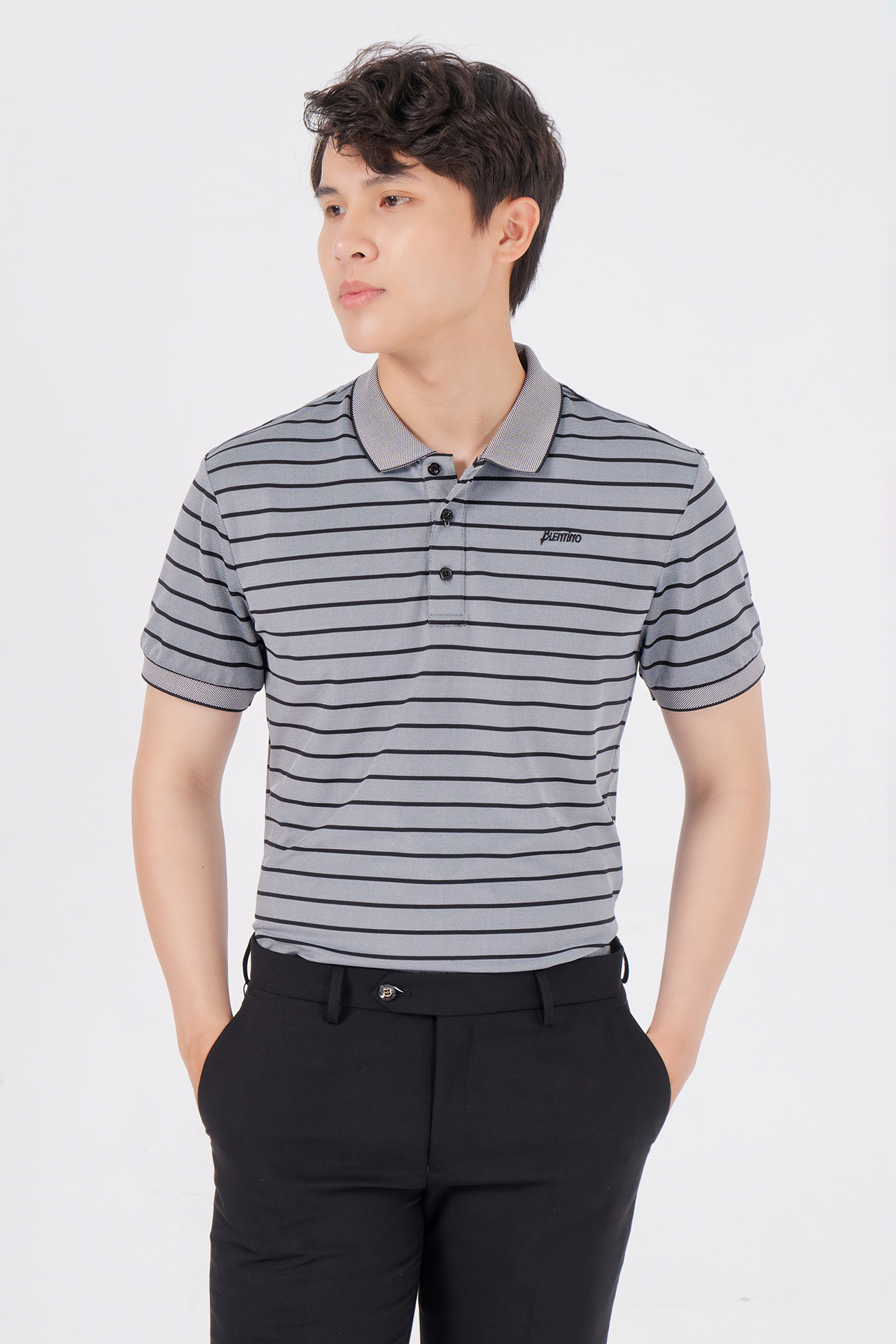 Áo Thun Nam Có Cổ Blentino PL66820 Kẻ Ngang