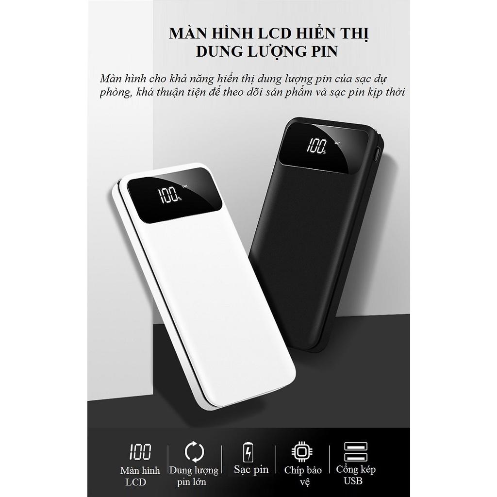 Sạc dự phòng 20000mAh BA809 gấp đôi hiệu năng với 2 cống sạc USB có màn hình LCD hiển thị phần trăm pin