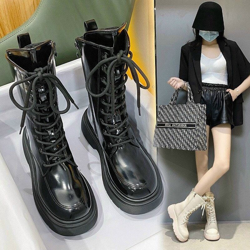 Boots cao cổ đan dây cá tính, bốt ulzzang, bốt chiến binh