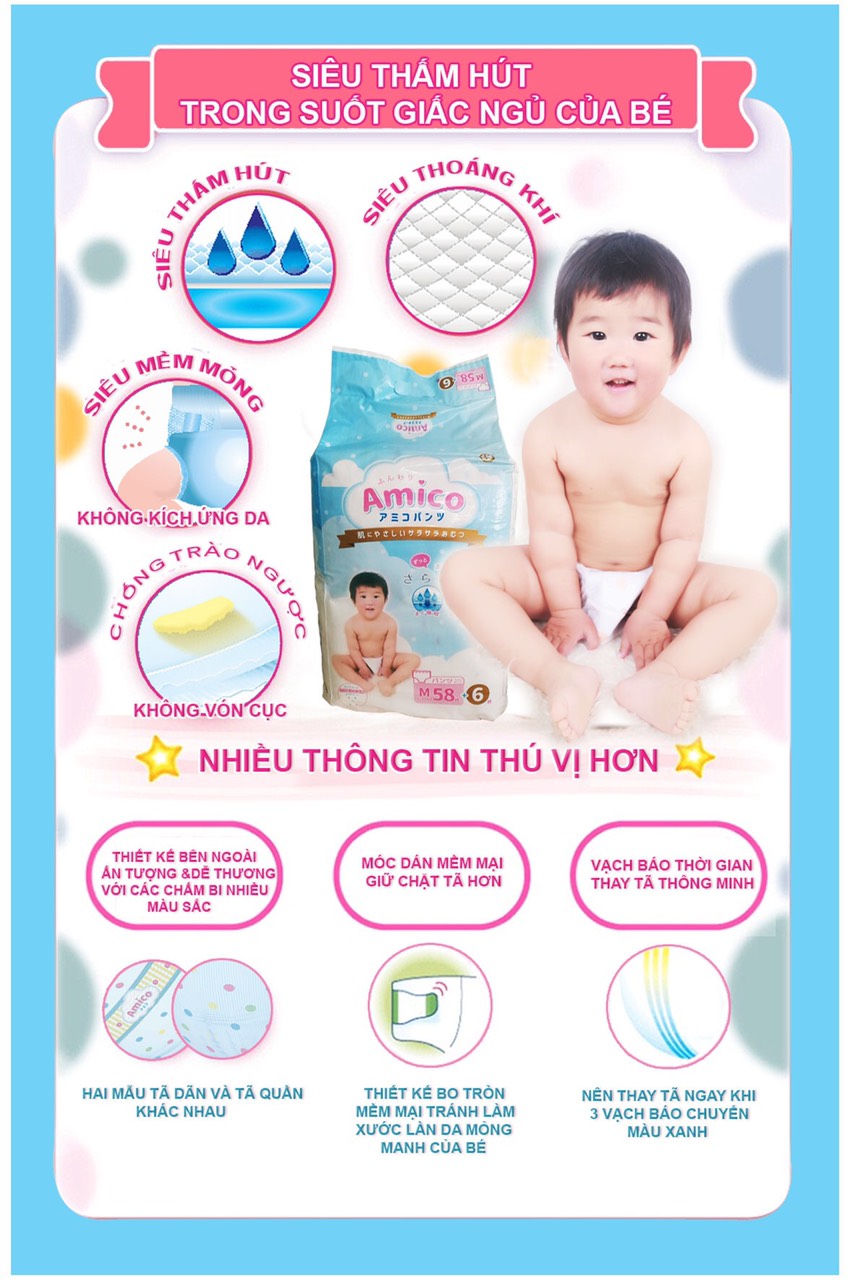 Tã quần Amico nội địa Nhật size M58+6