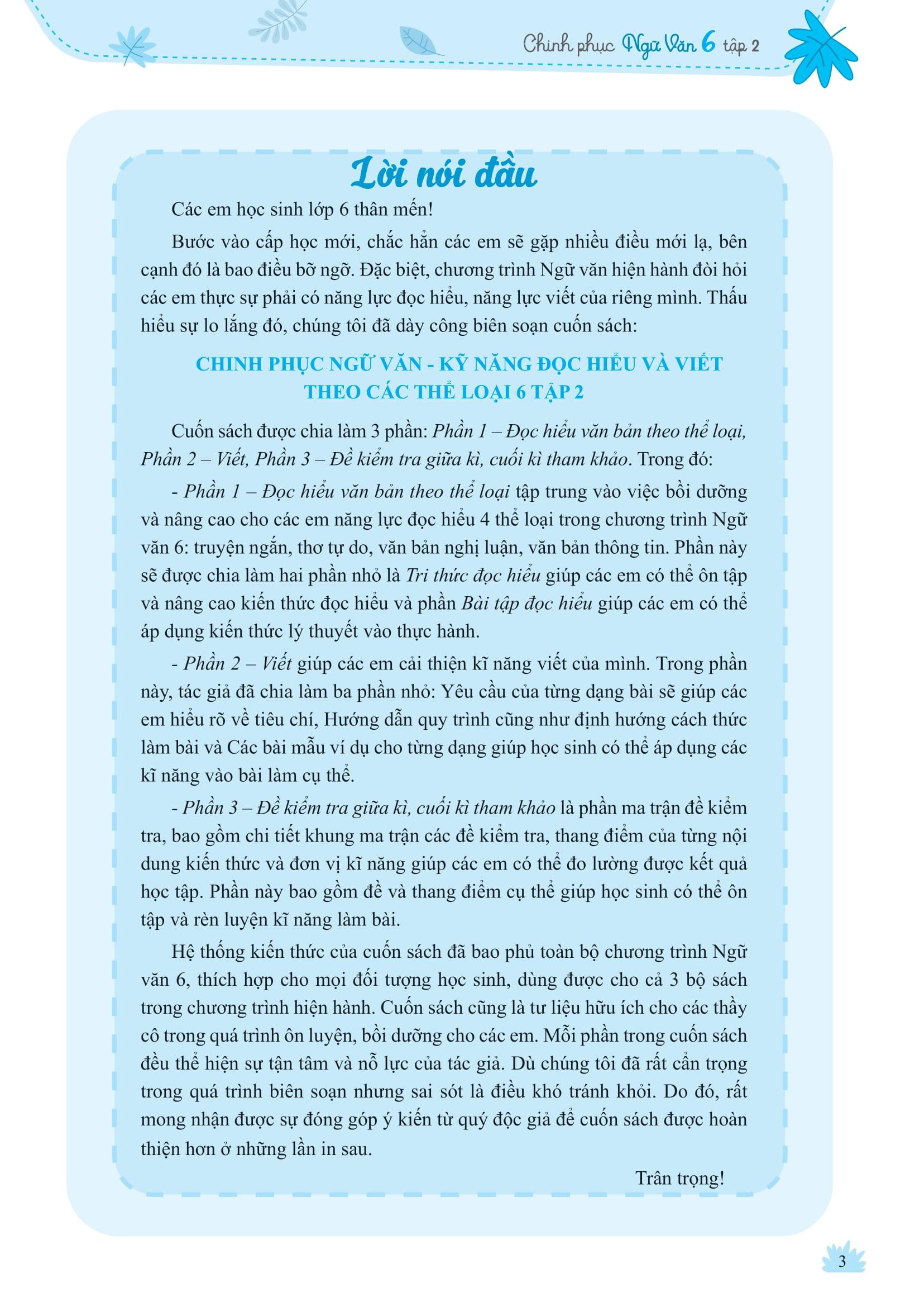 Sách - Chinh Phục Ngữ Văn - Kỹ Năng Đọc Hiểu Và Viết Theo Các Thể Loại Lớp 6 - Tập 2