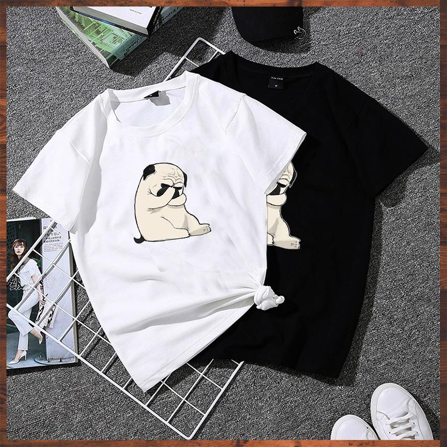 Áo thun nữ in hình pug dễ thương vải dày mịn 20NU1181