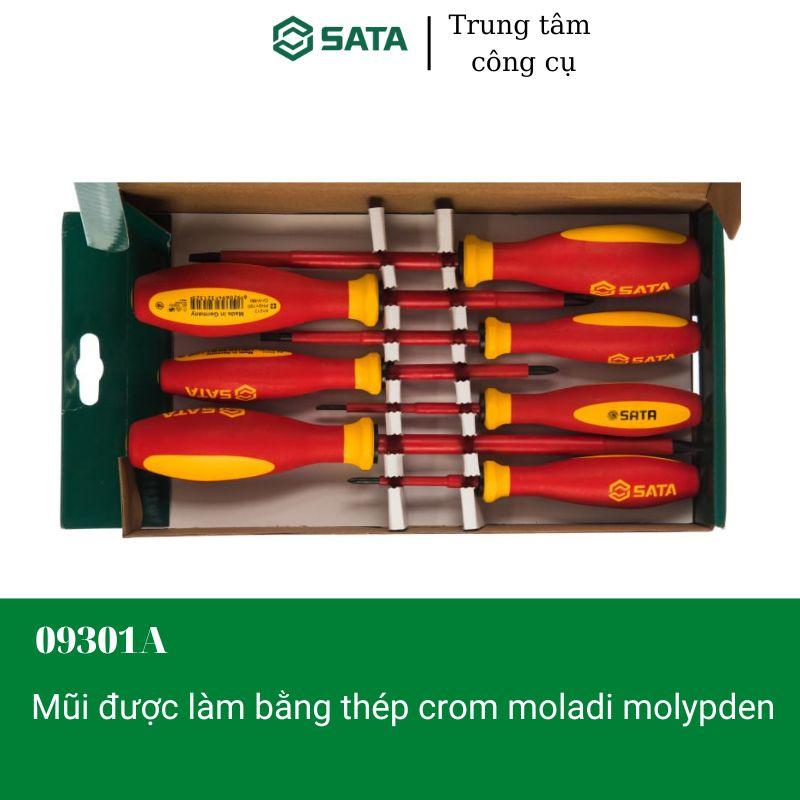 Bộ tuốt nơ vít cách điện 7 chi tiết, VDE cách điện 1000V SATA 09301A