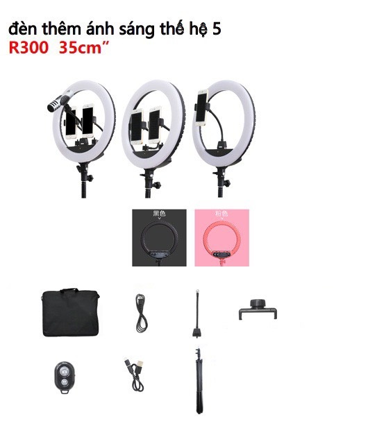 Đèn Led Livetream Studio - Hỗ Trợ Ánh Sáng Chụp Ảnh - Make Up Trang Điểm -Chuyên dụng cho Studio- Spa cực sáng -R300 - 35CM TẶNG KÈM CÁP HAVIT