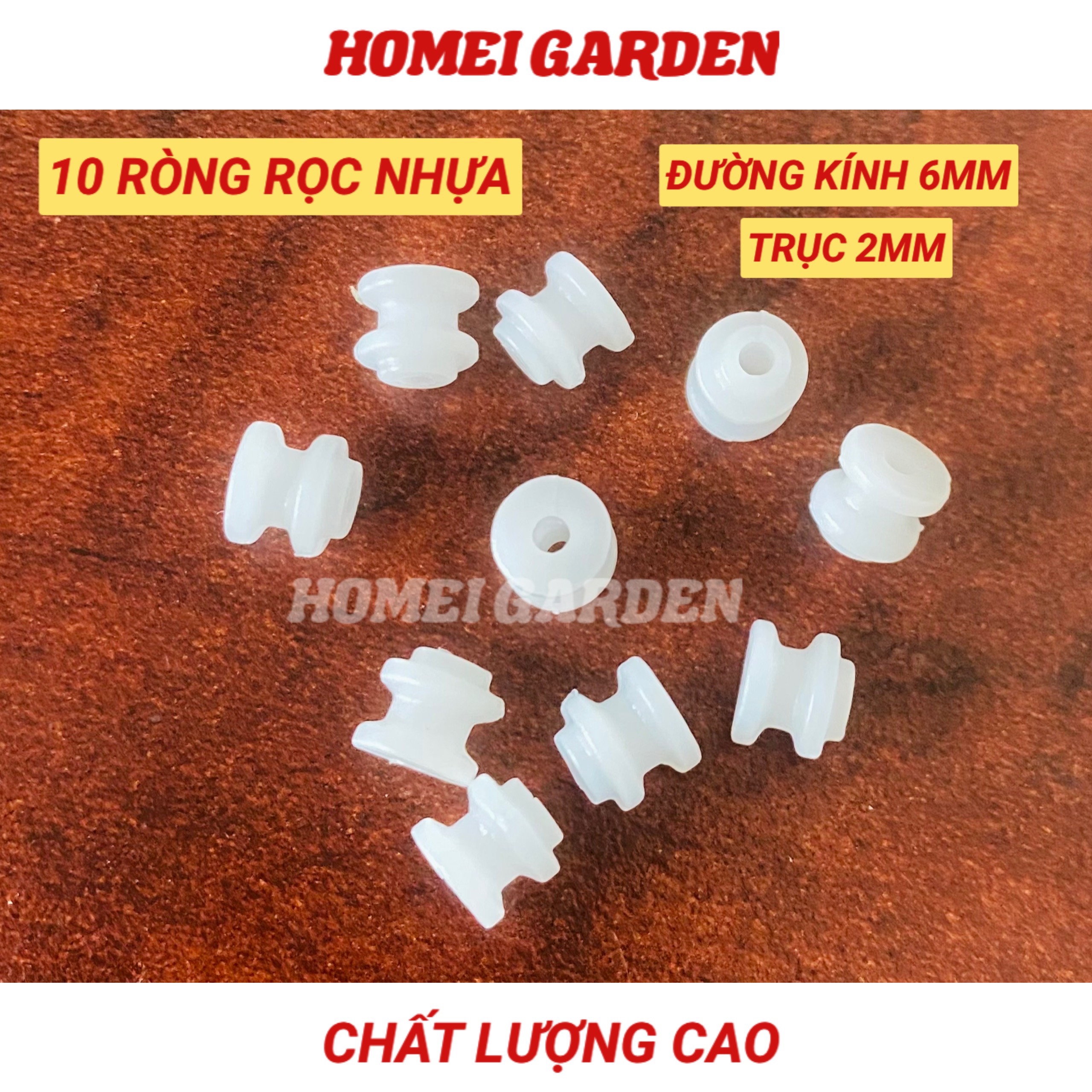 10 ròng rọc nhựa 6X2mm màu trắng 62A DIY - HM0077