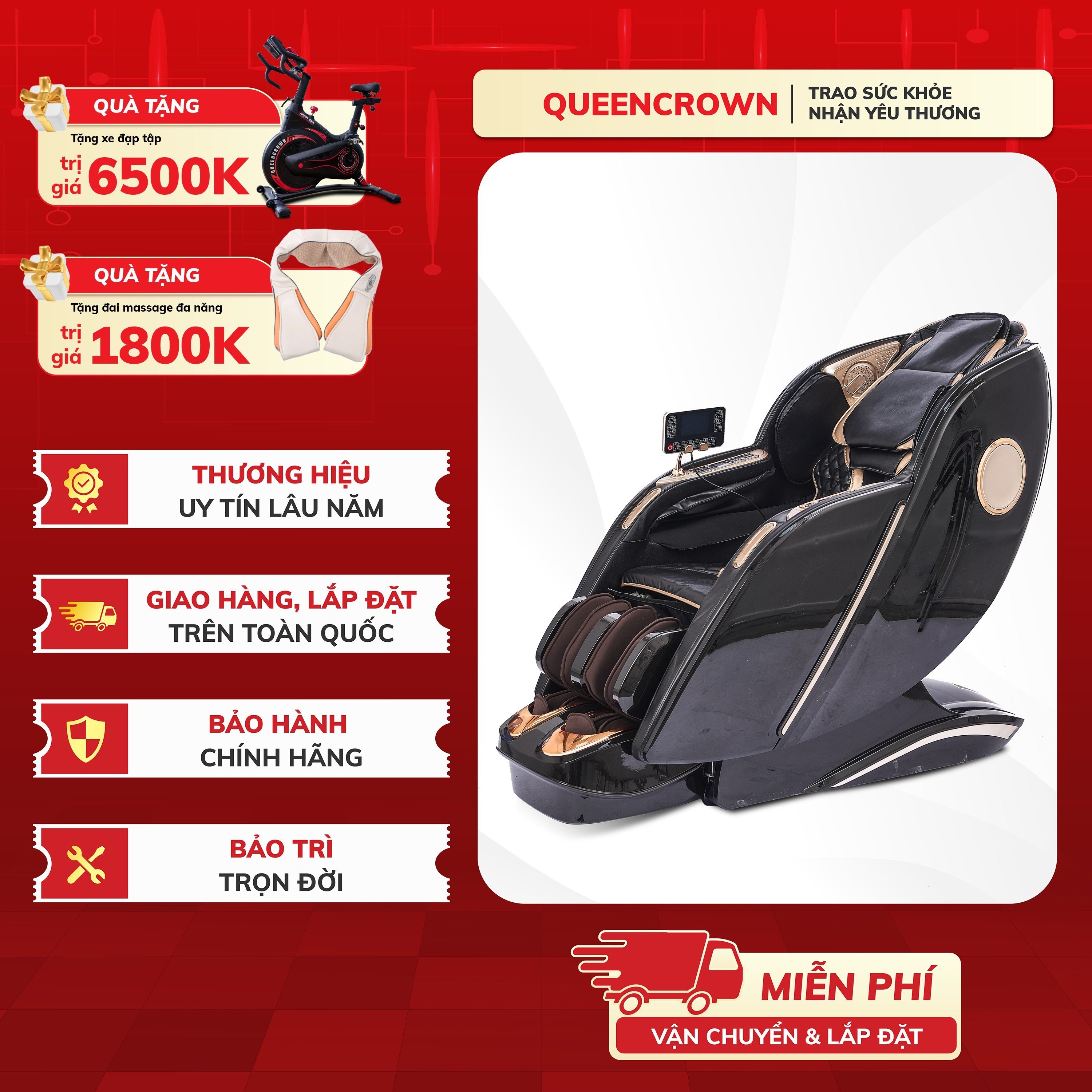 Ghế massage Queen Crown Smart A8 - Công nghệ điều khiển bằng giọng nói đỉnh cao