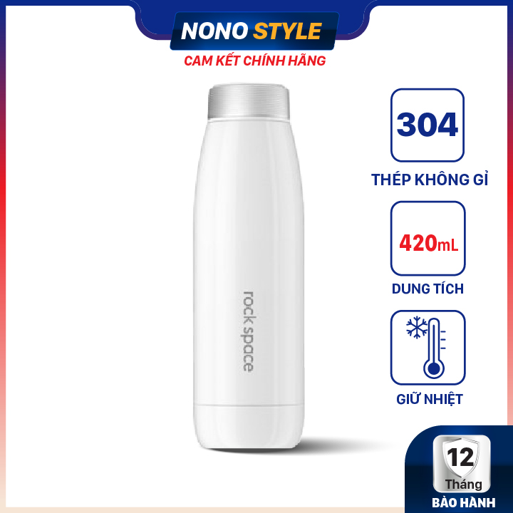 Bình giữ nhiệt cao cấp Rock Smart Vacuum Bottle S1600 (420 ml) - Inox 304 - Nút bấm điều chỉnh 3 chế độ Lạnh - Ấm - Nóng