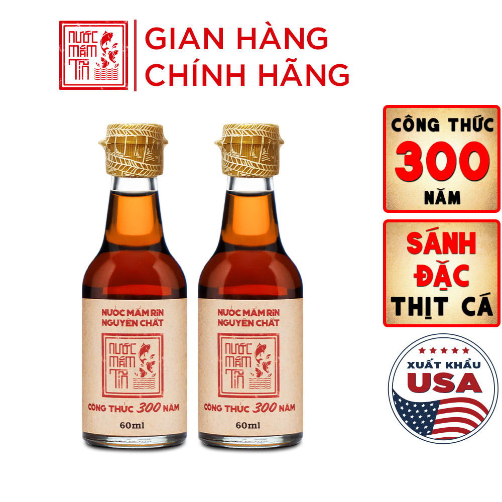 Đặc Sản Bình Thuận - Combo 2 Chai 60Ml Nước Mắm Tĩn Mini Du Lịch 40N Đạm Tự Nhiên Nước Mắm Rin Nguyên Chất Truyền Thống Sạch Là Cốt Nhĩ Từ Cá Cơm Than Sánh Đặc Thịt Cá Không Chất Bảo Quản - Ocop 4 Sao
