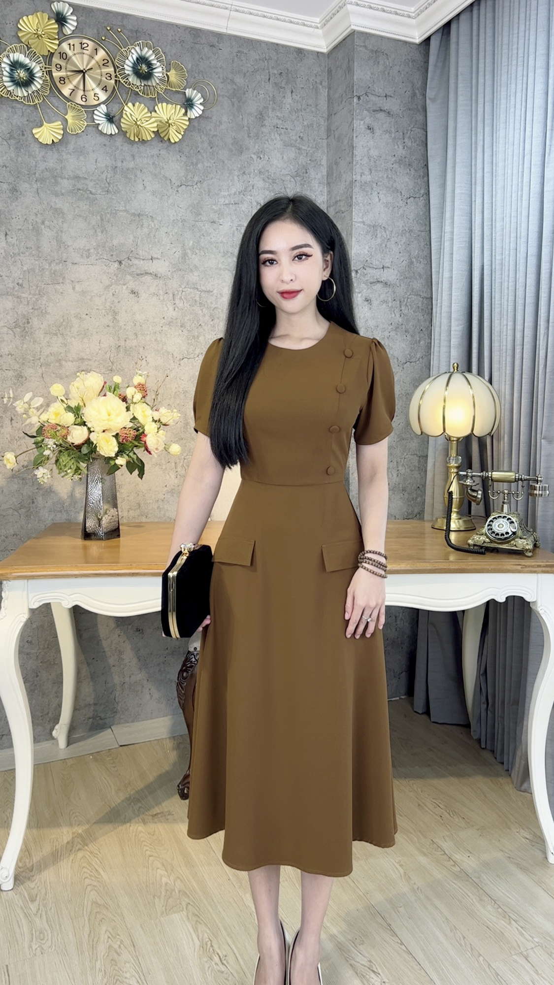 Đầm Trung Niên [ Linh Trà ] (TM 555) Bigsize Màu Sắc Trẻ Trung Tươi Sáng Họa Tiết Sang Trọng Đi Làm Đi Tiệc Cho Bà