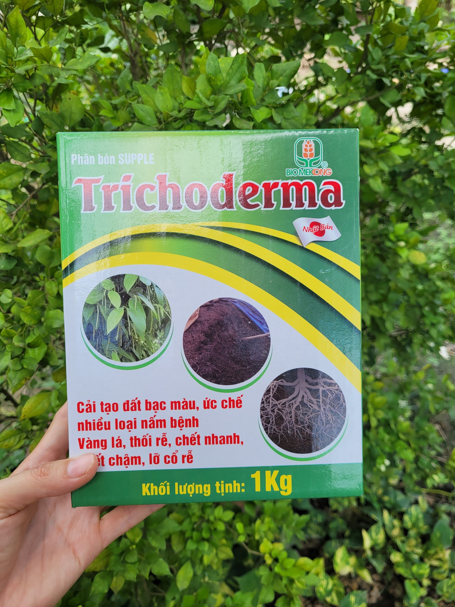 Nấm Trichoderma dùng trộn phân, ủ phân, rãi gốc giúp ngừa bệnh, tốt đất, phân hủy rác thải thực vật hộp 1kg