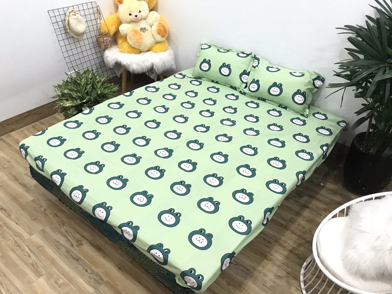 BỘ GA GỐI 3 MÓN COTTON POLY - ẾCH XANH