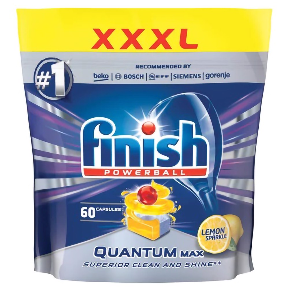 Túi 60 viên rửa bát Finish Quantum Dishwasher Tablets Lemon Sparkle QT025460 - hương chanh