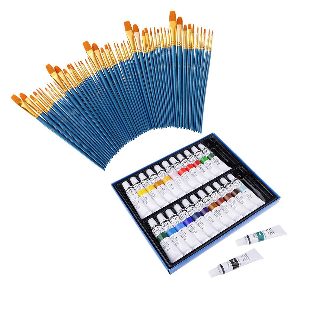 1 Bộ Acrylic Tranh Bộ Bộ-50 Con Nylon Bàn Chải + 24 Màu Sắc Ống Sơn Acrylic + Tranh hàng Thủ Công Cung Cấp-Sở