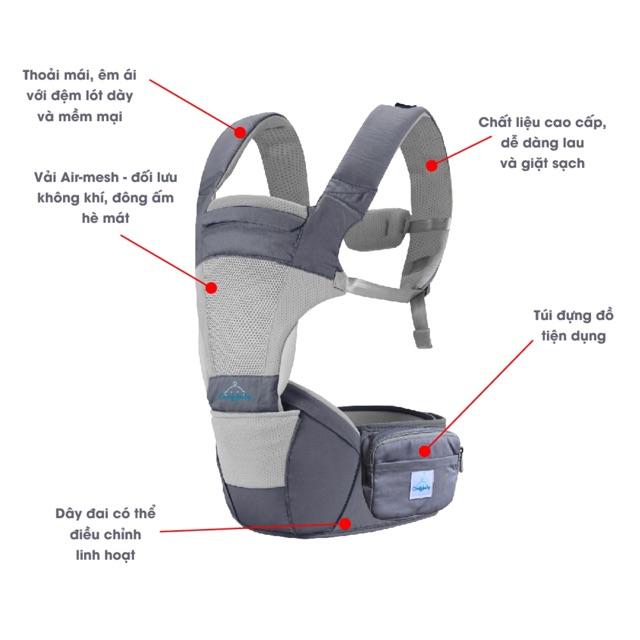 Địu ngồi trẻ em cao cấp siêu mềm 4 tư thế công nghệ Air Mesh thoáng khí - Comfybaby CF818