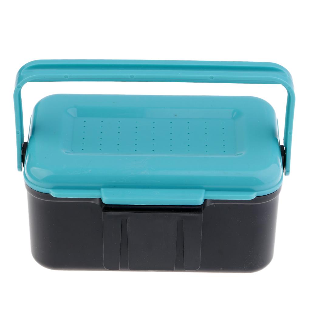 2xBreathable Fishing Tackle Box Earthworm Red Worm Lure Bait Waist Box Blue
