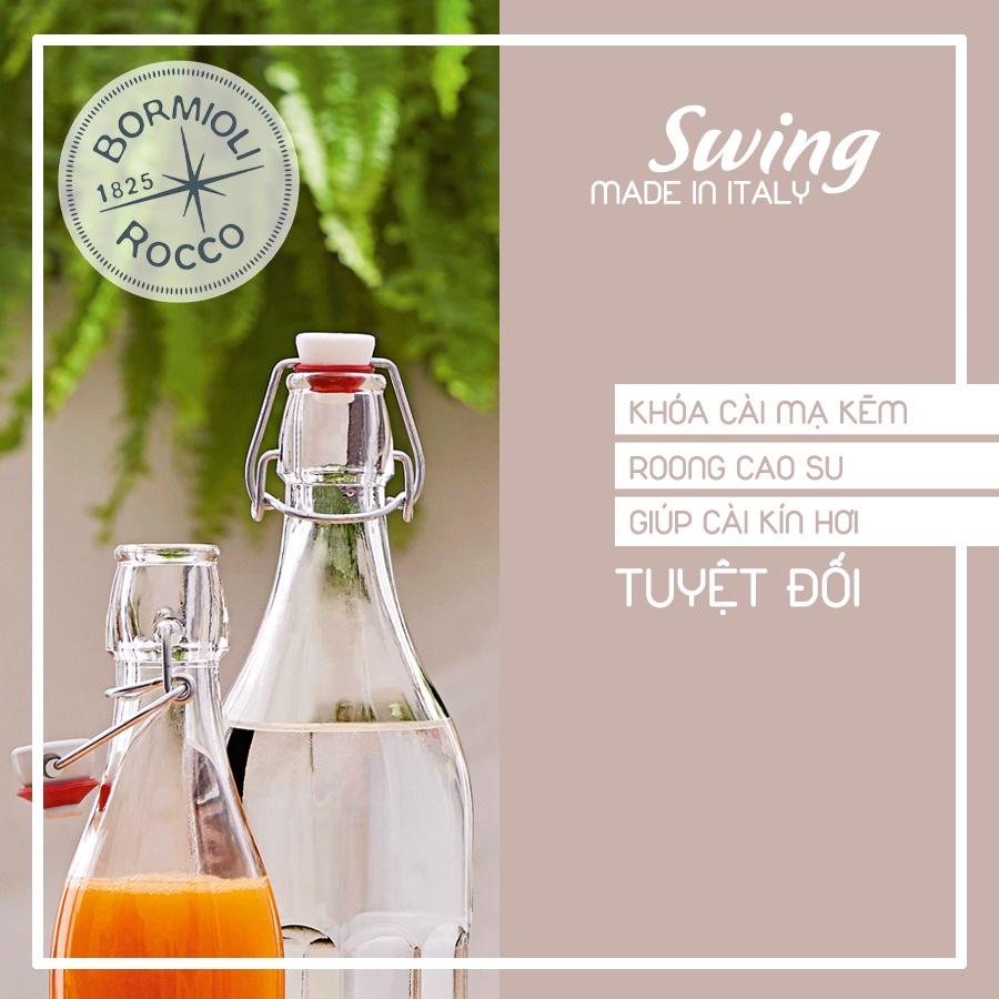 Chai thủy tinh vuông nắp cài Swing 500ml (Bormioli Rocco)- Hàng nhập khẩu