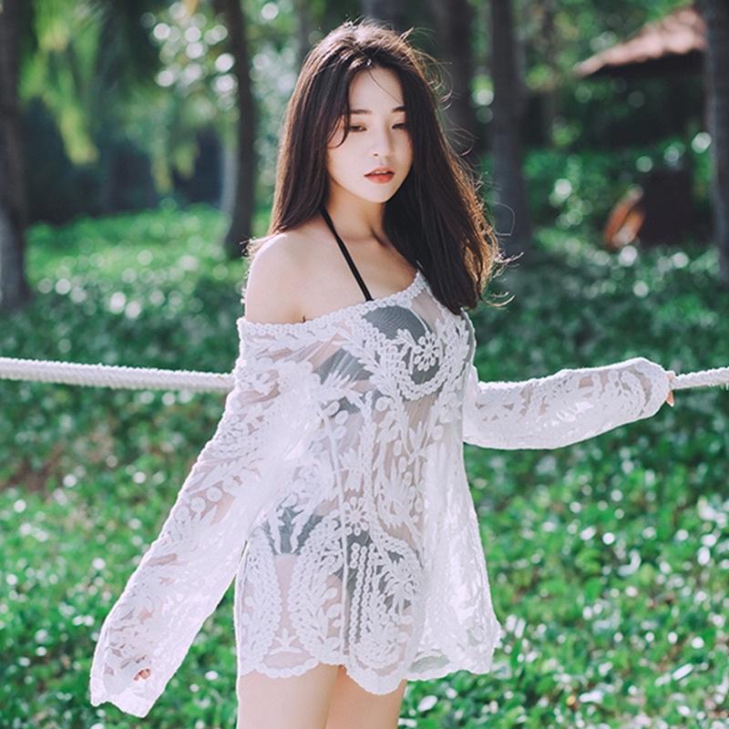 Áo khoác lưới kimono đi biển mặc ngoài bikini mùa hè 2023