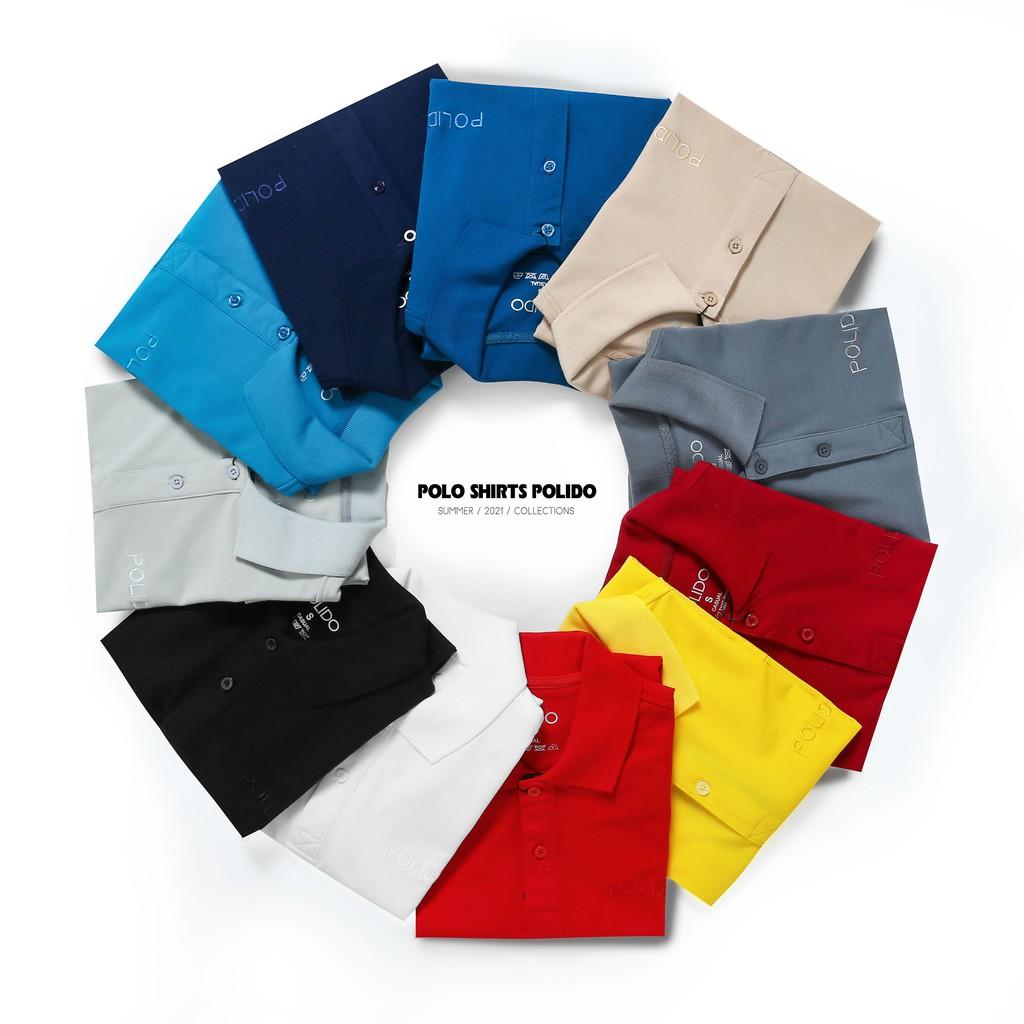 Áo Polo Nam Trơn Thêu Chữ POLIDO Màu Đỏ Đô Vải Cotton Co Giãn Form Slimfit - POLIDO MALL