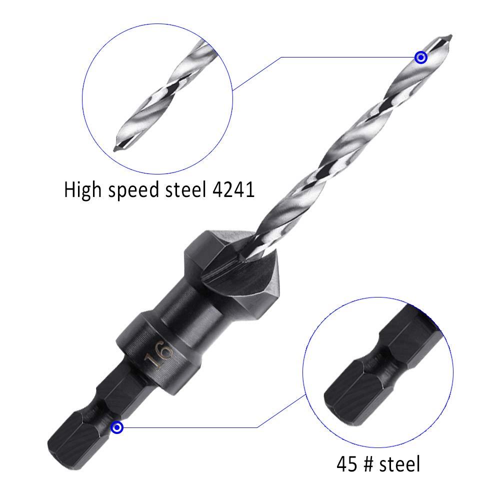 Mũi khoan mũi khoan, 4 miếng Mũi khoan lục giác Mũi khoan mũi khoan với cờ lê nhỏ, Mũi khoan gỗ mũi khoan phù hợp với các tấm gỗ hoặc nhựa