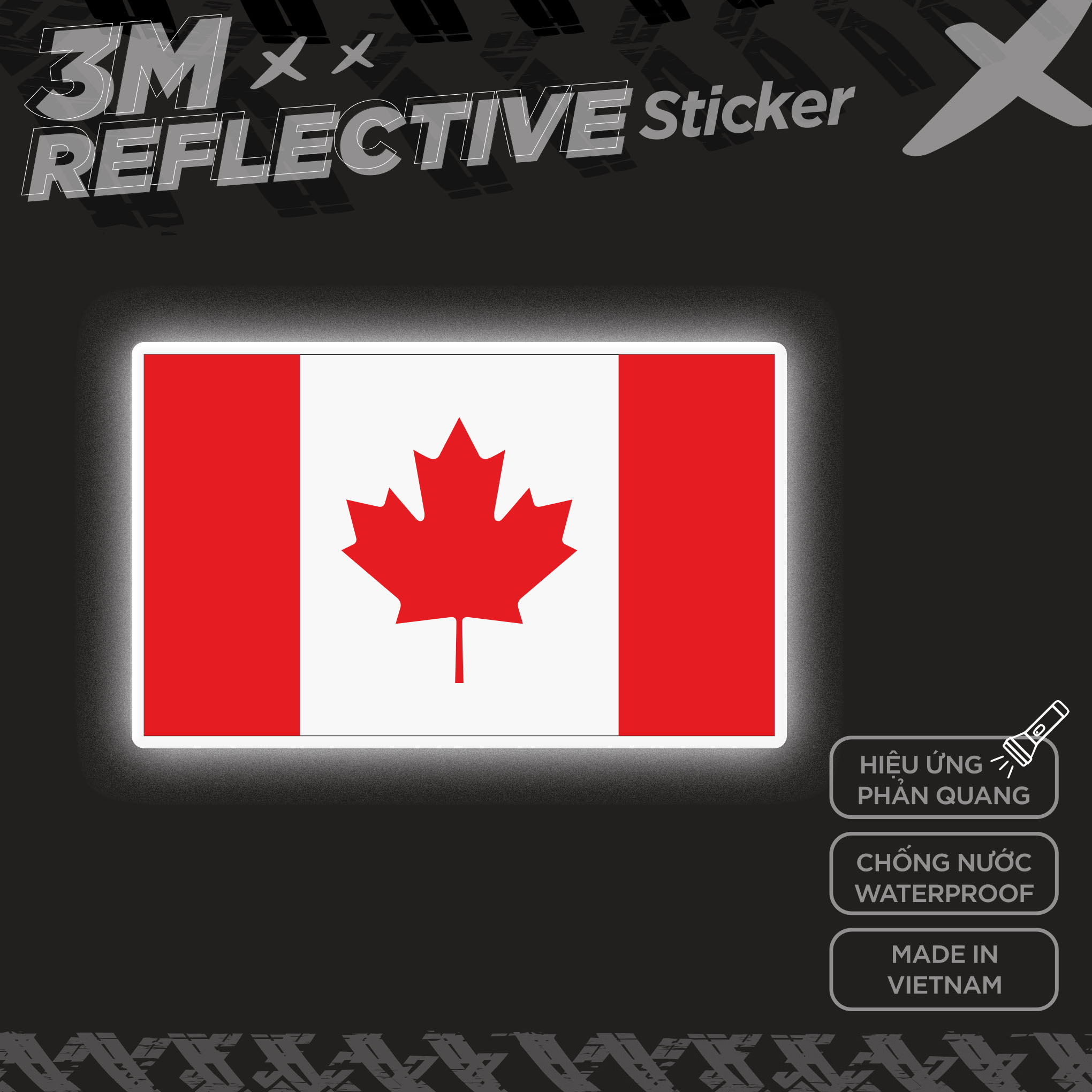 CANADA FLAG 3M - Reflective Sticker Die-cut Hình dán phản quang thương hiệu STICKER FACTORY
