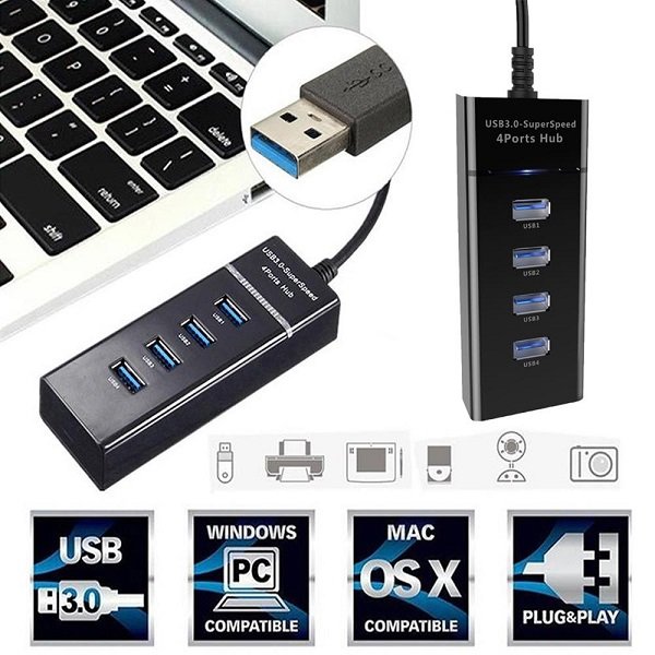 Bộ Chia, Hub Chia Cổng Usb 4 Port Tốc Độ Cao 3.0 Cho Laptop, PC