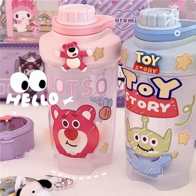 Bình Nước Nhựa 500Ml Hoạt Hình Dễ Thương Đáng Yêu Kèm Sticker