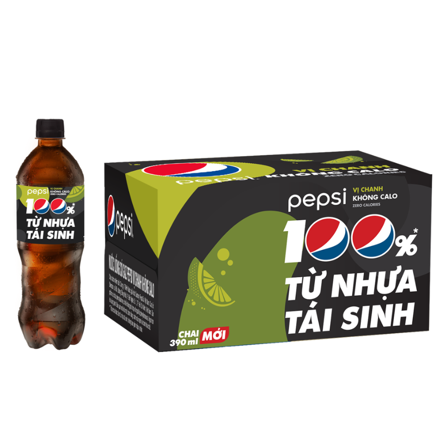 Thùng 24 Chai Nước Ngọt Có Gas Pepsi vị chanh không calo