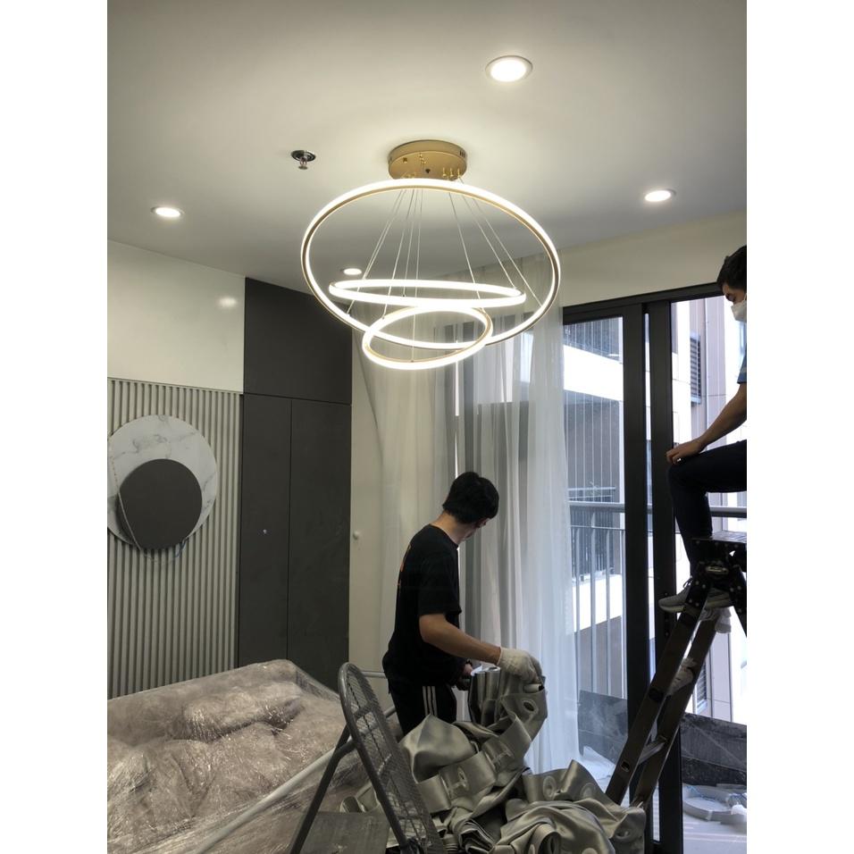 Đèn thả trần 3 vòng to kích thước 40*60*80,ánh sáng led 3 màu,trang trí phòng khách,ngủ,sảnh,nhà hàng,mẫu mới hiện đại