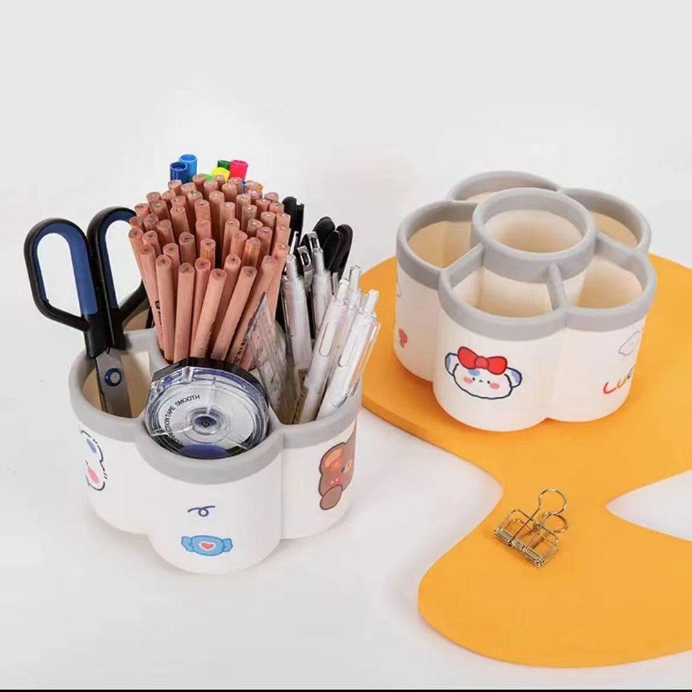Khay đựng bút, đồ dùng văn phòng phẩm đồ trang điểm hình cánh hoa xoay 360 độ