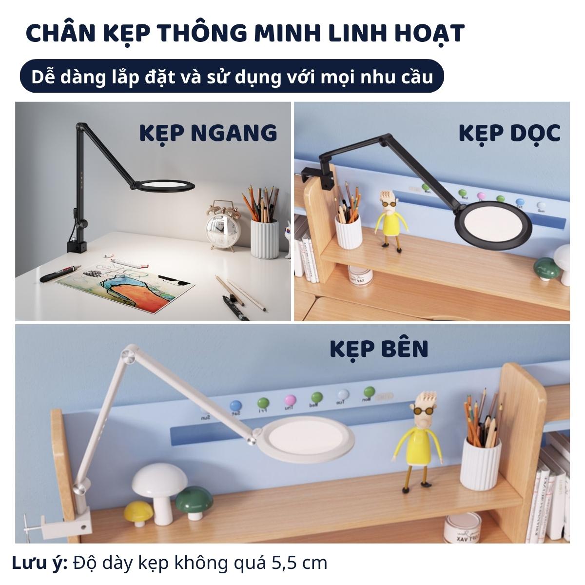 Đèn bàn học Led bảo vệ mắt Ergo Edge 2 DandiHome chống cận để học tập, làm việc, có thể kéo dài, gấp gọn - 4 chế độ sáng