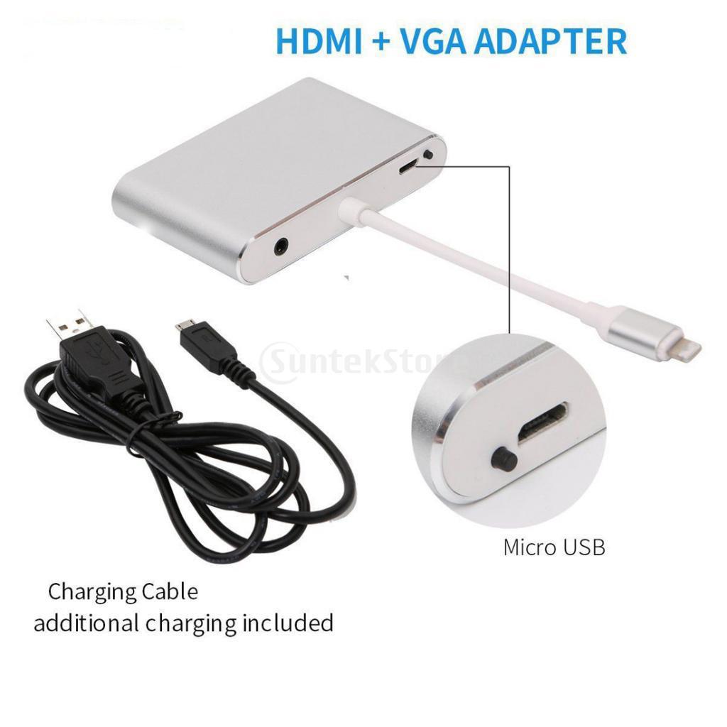 1080P HD For IPhone To HDMI VGA Audio Adapter For IPad IPhone X/8+/8/7+
