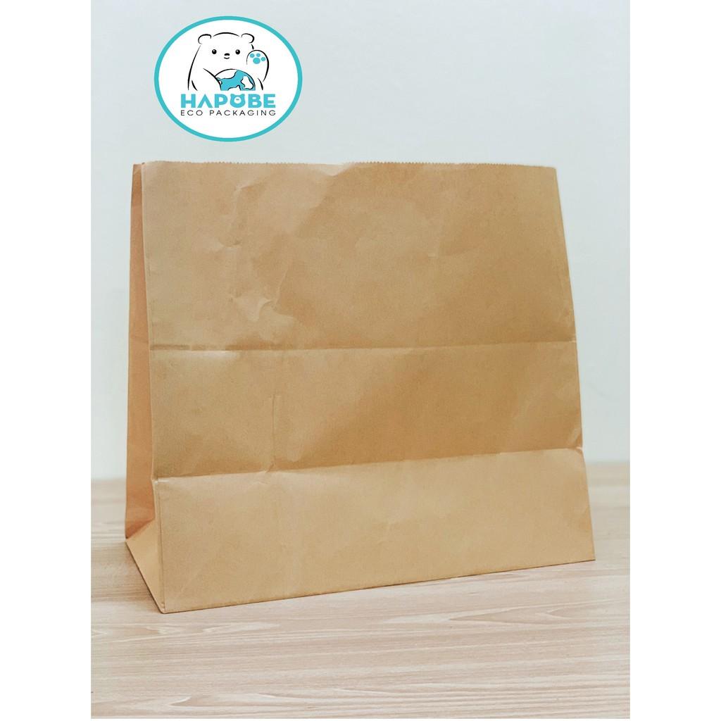 100 Túi giấy kraft nhật K2034 không quai đựng thực ăn, đựng đồ 33x17.5x30cm Hapobe