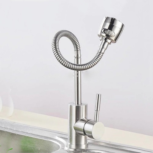 Chậu rửa bát 1 hố Valenza sus304 6045, vòi rửa bát nóng lạnh lò xo cần mềm, xả, rổ, bình xà phòng