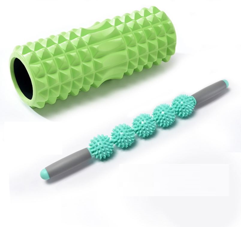 Bộ Sản Phẩm Con Lăn Massage Tập Yoga gai 33cm kèm Thanh lăn massage 5 bóng gai Yoga Cao Cấp