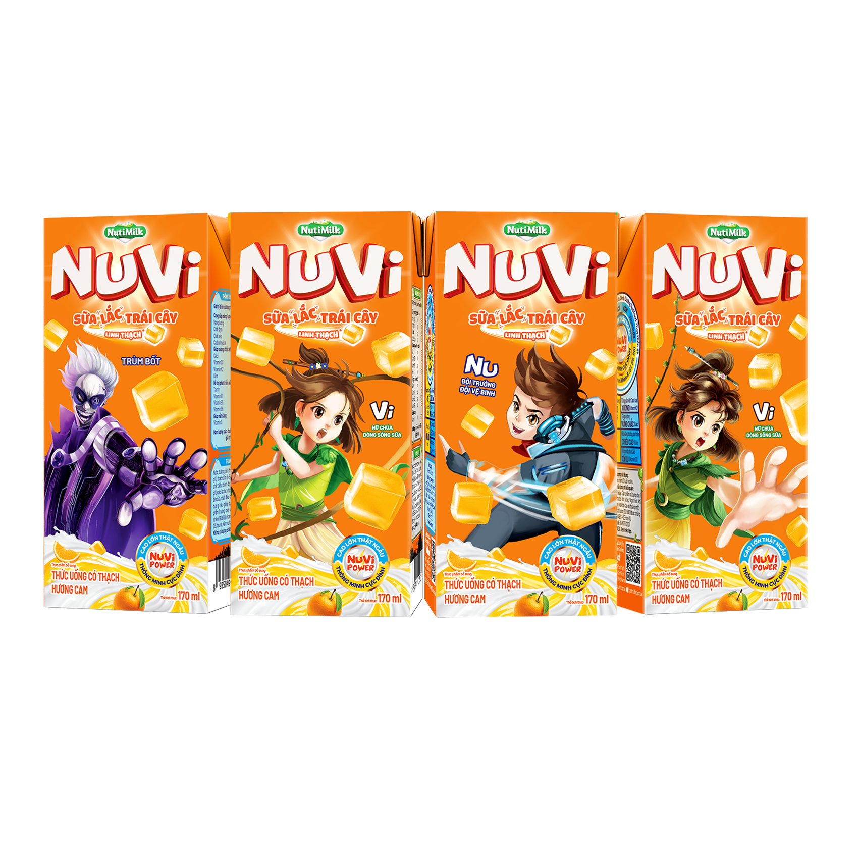 Thùng 48 Hộp NuVi Thức Uống Có Thạch Hương Cam Sữa Lắc Trái Cây Hộp 170ml - Thương Hiệu NUTIFOOD