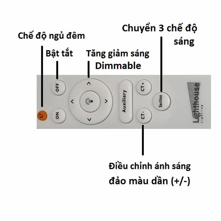 Đèn trần trang trí phòng khách LED 8 cánh hoa hải đường 3 chế độ màu có điều khiển Lighthouse